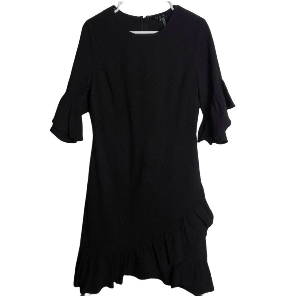 1. State Black Crepe Ruffle 3/4 Sleeve Dress Size 4